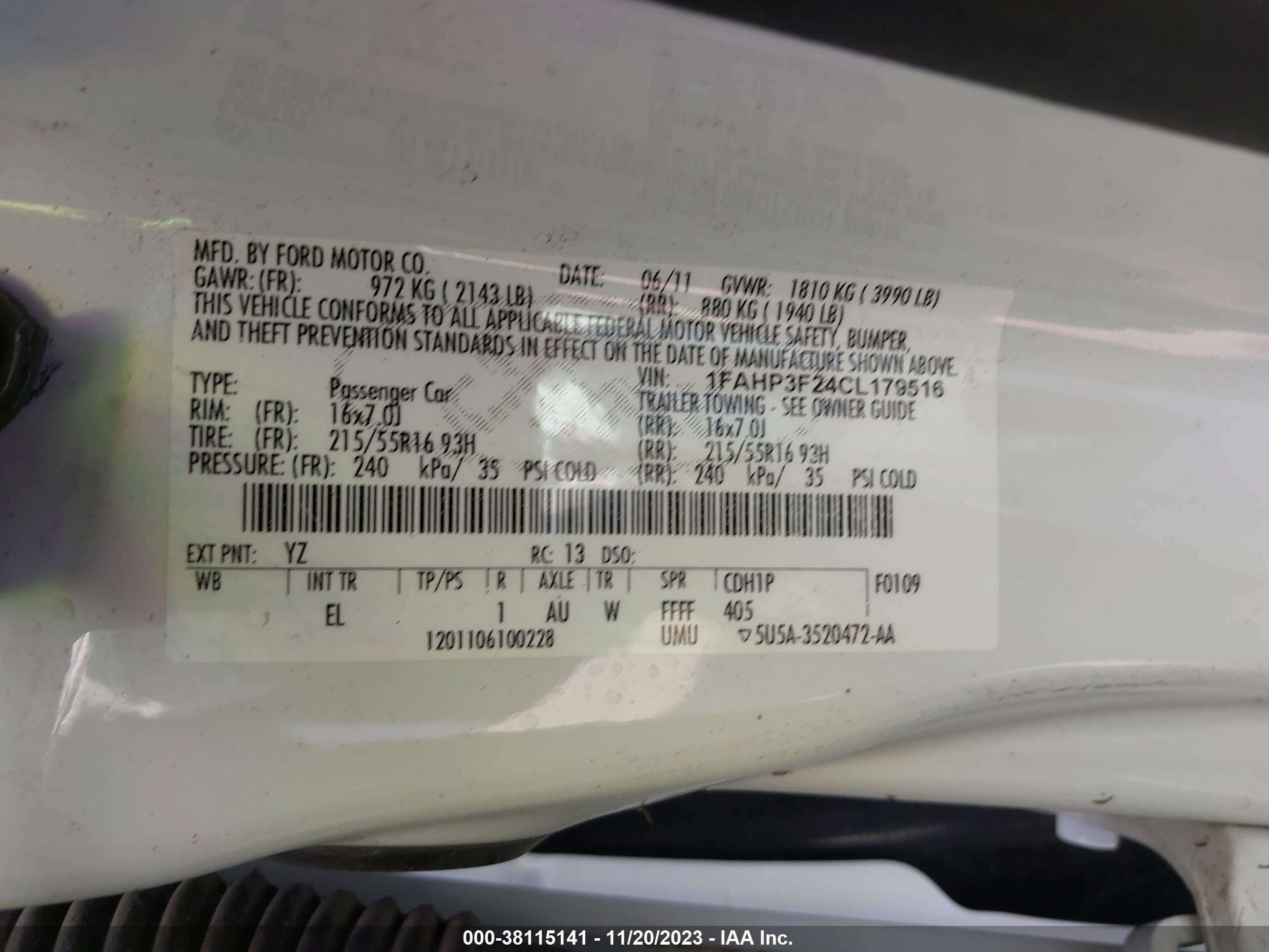 Photo 8 VIN: 1FAHP3F24CL179516 - FORD FOCUS 