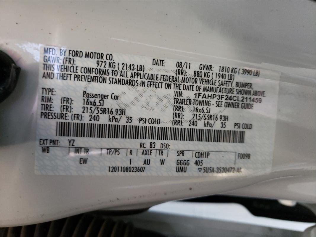 Photo 9 VIN: 1FAHP3F24CL211459 - FORD FOCUS SE 