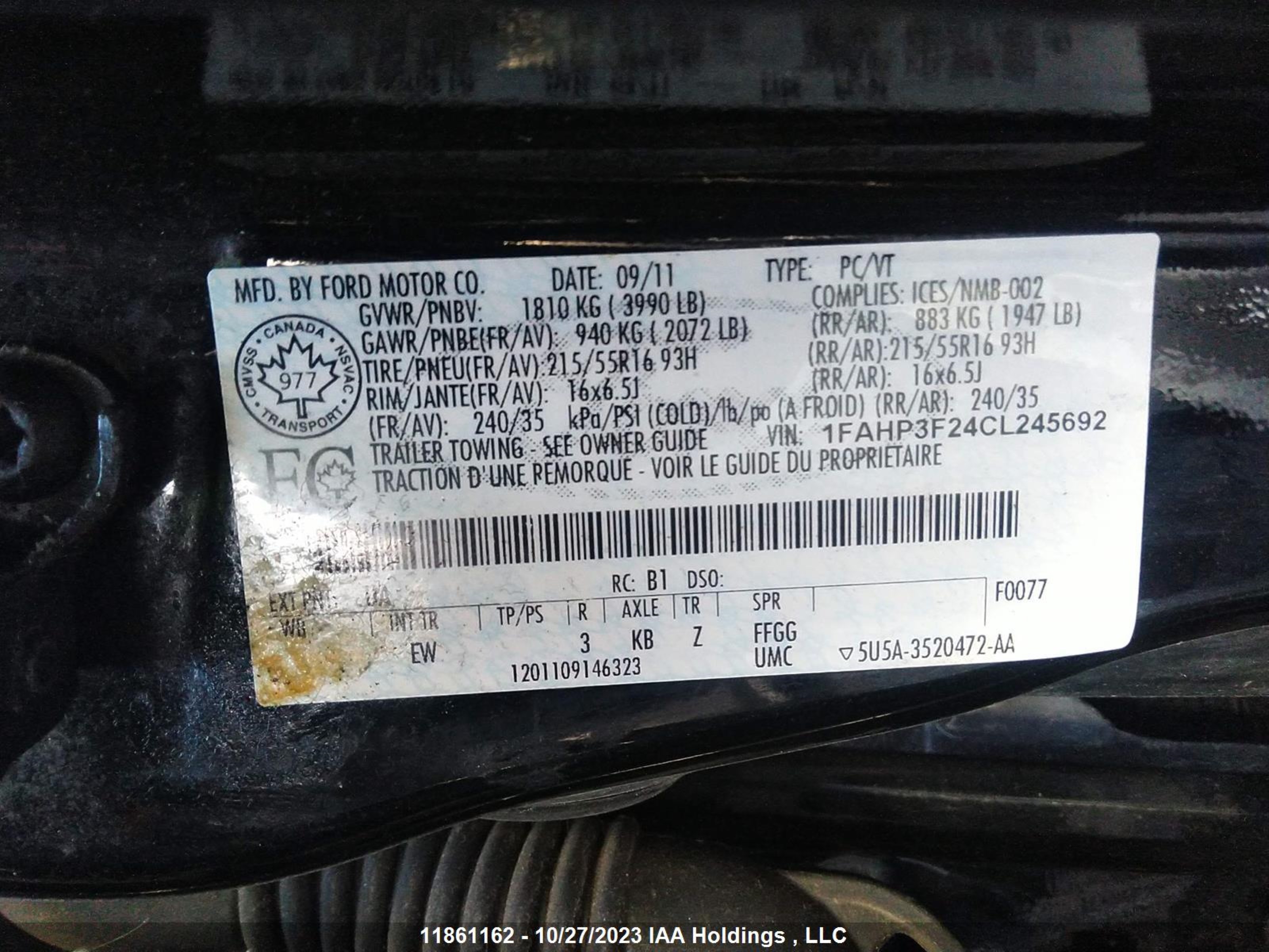 Photo 8 VIN: 1FAHP3F24CL245692 - FORD FOCUS 