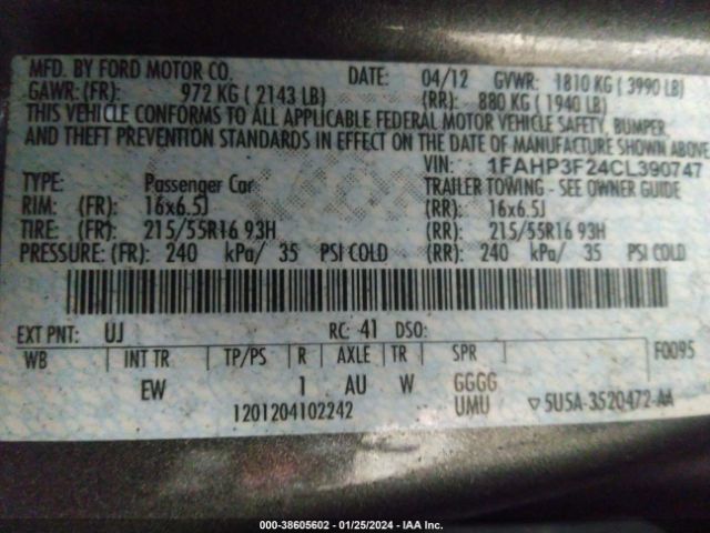 Photo 8 VIN: 1FAHP3F24CL390747 - FORD FOCUS 