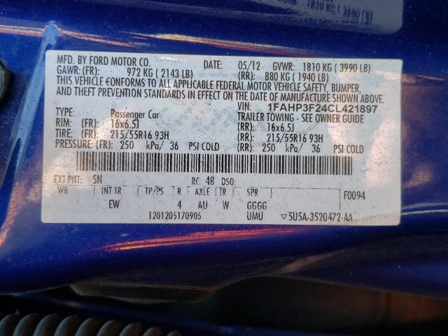 Photo 9 VIN: 1FAHP3F24CL421897 - FORD FOCUS SE 