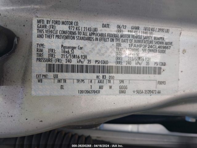 Photo 8 VIN: 1FAHP3F24CL469867 - FORD FOCUS 