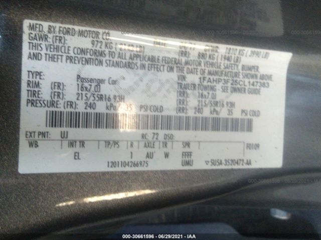 Photo 8 VIN: 1FAHP3F25CL147383 - FORD FOCUS 