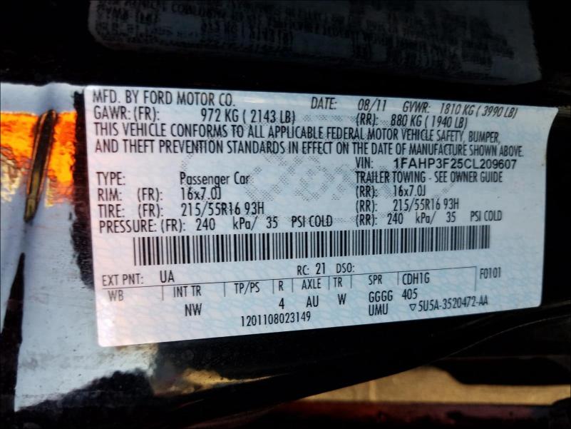 Photo 9 VIN: 1FAHP3F25CL209607 - FORD FOCUS SE 