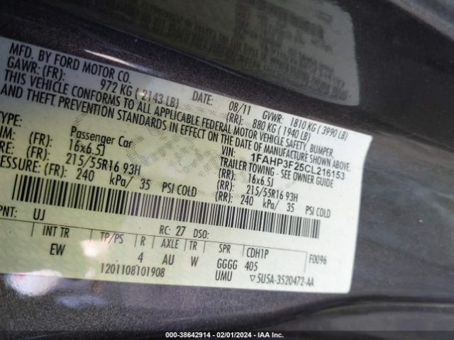 Photo 8 VIN: 1FAHP3F25CL216153 - FORD FOCUS 