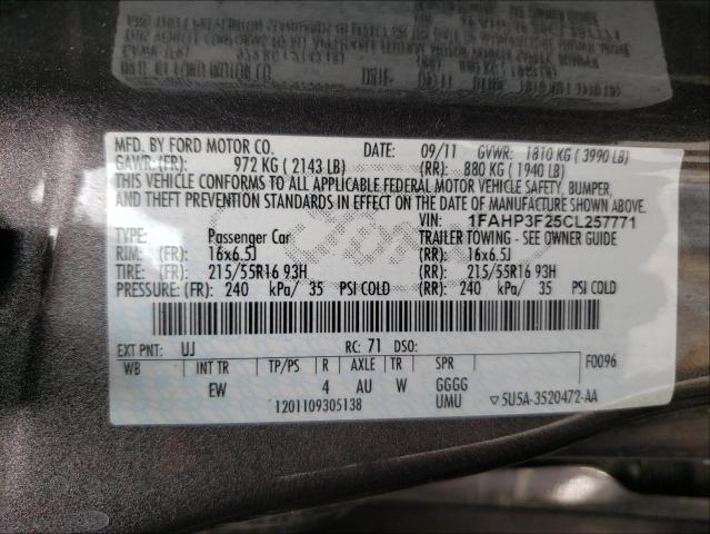 Photo 9 VIN: 1FAHP3F25CL257771 - FORD FOCUS 