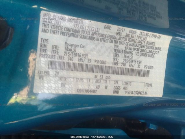 Photo 8 VIN: 1FAHP3F25CL262307 - FORD FOCUS 