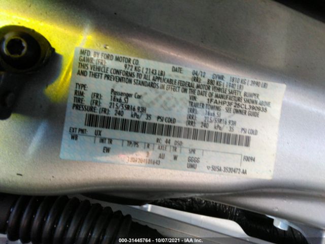 Photo 8 VIN: 1FAHP3F25CL390935 - FORD FOCUS 