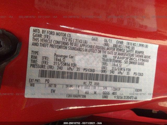 Photo 8 VIN: 1FAHP3F26CL175600 - FORD FOCUS 