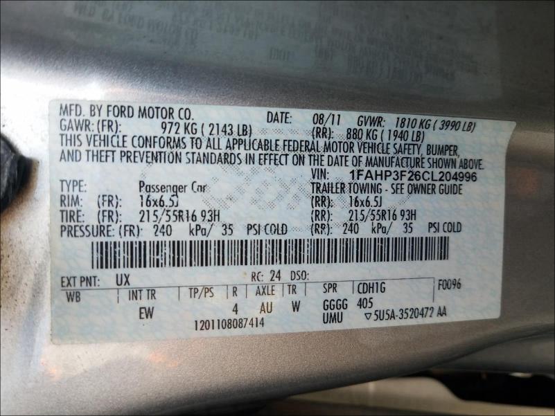 Photo 9 VIN: 1FAHP3F26CL204996 - FORD FOCUS SE 