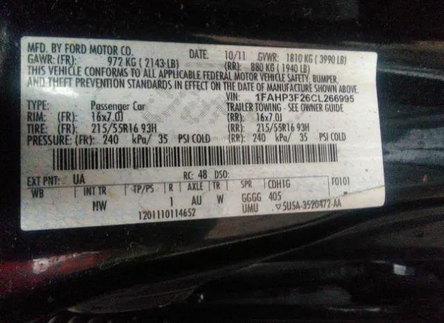 Photo 8 VIN: 1FAHP3F26CL266995 - FORD FOCUS 