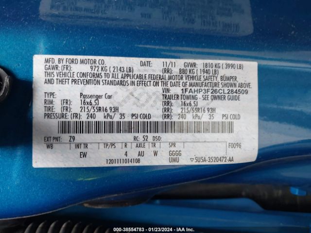 Photo 8 VIN: 1FAHP3F26CL284509 - FORD FOCUS 