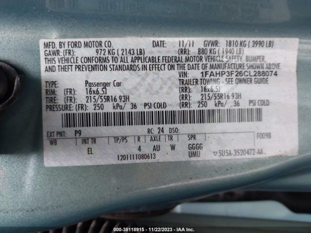 Photo 8 VIN: 1FAHP3F26CL288074 - FORD FOCUS 