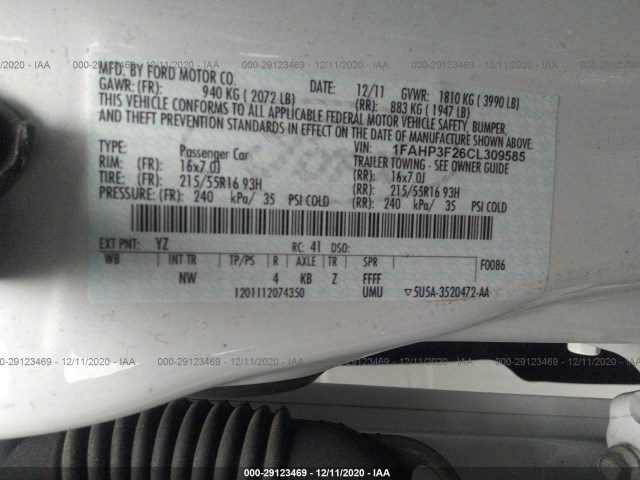 Photo 8 VIN: 1FAHP3F26CL309585 - FORD FOCUS 