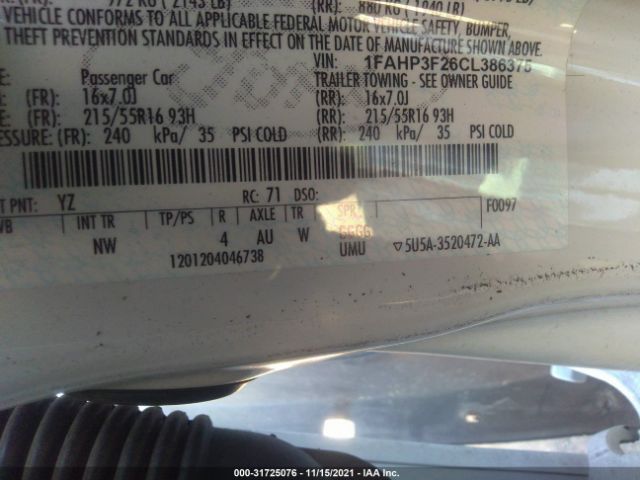 Photo 8 VIN: 1FAHP3F26CL386375 - FORD FOCUS 