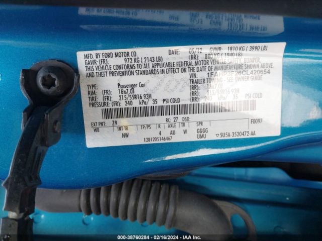 Photo 8 VIN: 1FAHP3F26CL420654 - FORD FOCUS 