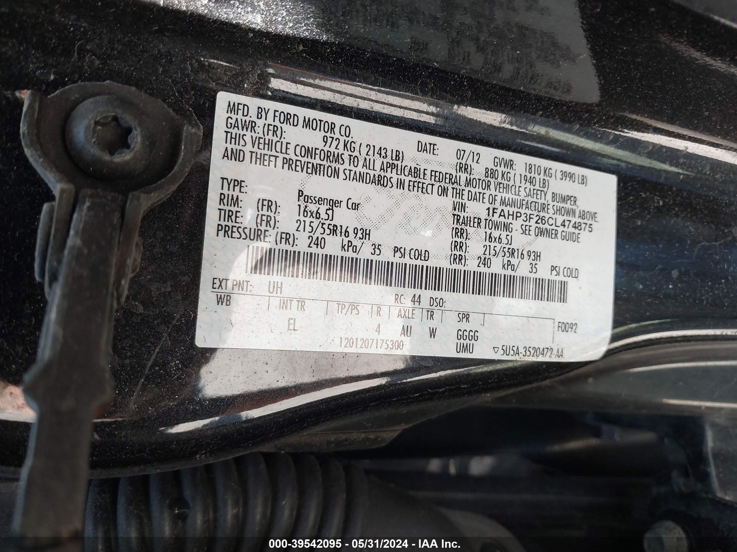 Photo 8 VIN: 1FAHP3F26CL474875 - FORD FOCUS 