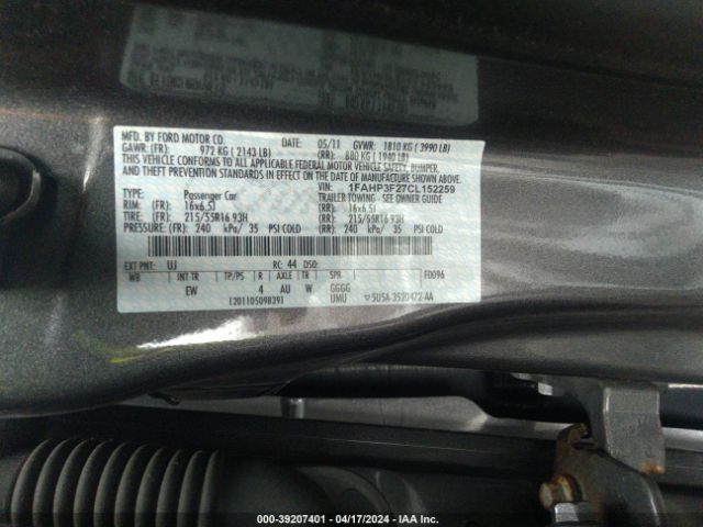 Photo 8 VIN: 1FAHP3F27CL152259 - FORD FOCUS 