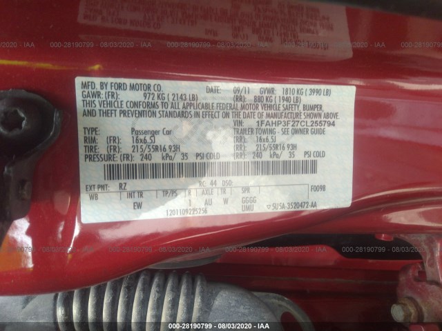 Photo 8 VIN: 1FAHP3F27CL255794 - FORD FOCUS 