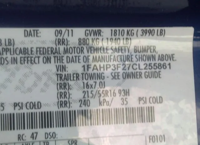 Photo 8 VIN: 1FAHP3F27CL255861 - FORD FOCUS 