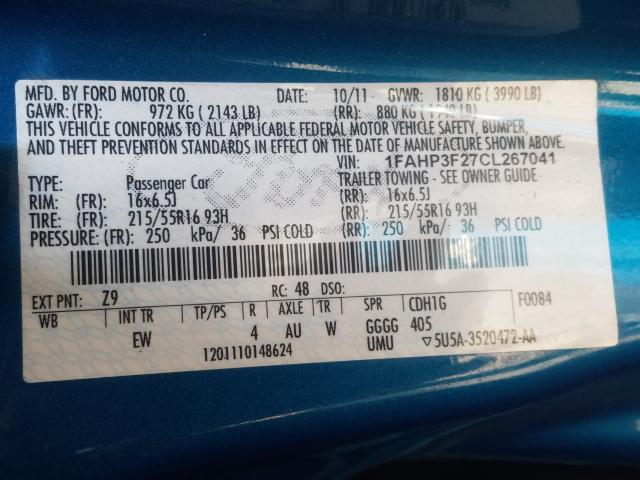 Photo 9 VIN: 1FAHP3F27CL267041 - FORD FOCUS SE 