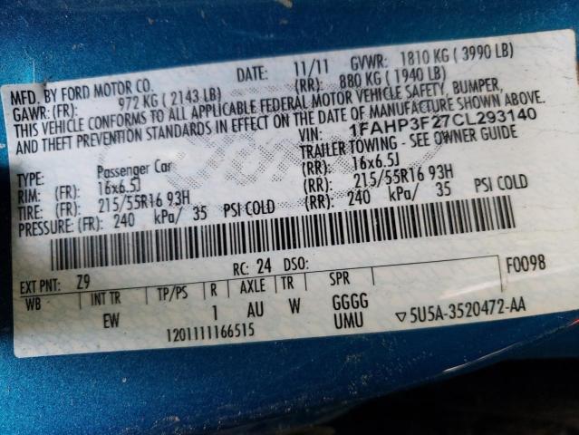 Photo 11 VIN: 1FAHP3F27CL293140 - FORD FOCUS 