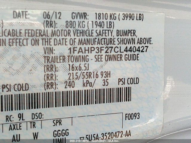 Photo 8 VIN: 1FAHP3F27CL440427 - FORD FOCUS 