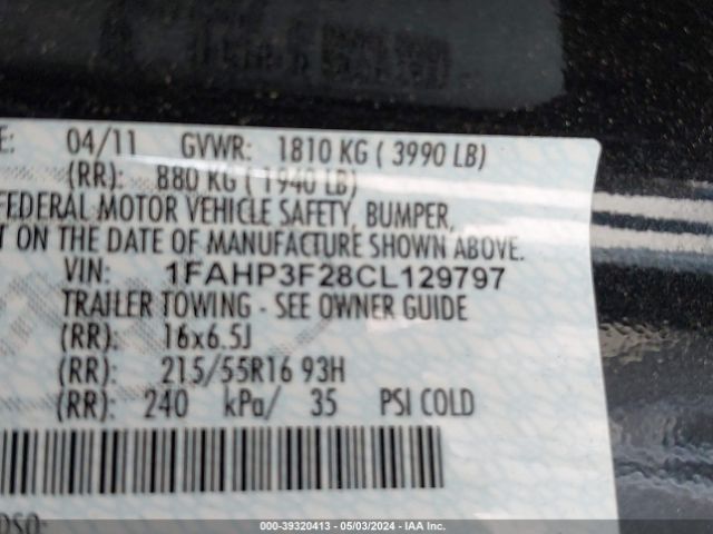 Photo 8 VIN: 1FAHP3F28CL129797 - FORD FOCUS 