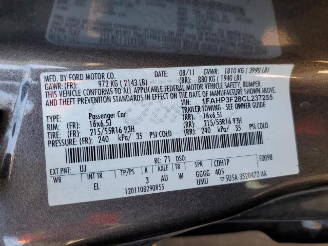 Photo 11 VIN: 1FAHP3F28CL237255 - FORD FOCUS 