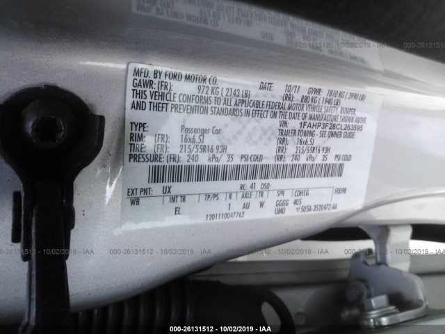 Photo 8 VIN: 1FAHP3F28CL263595 - FORD FOCUS 