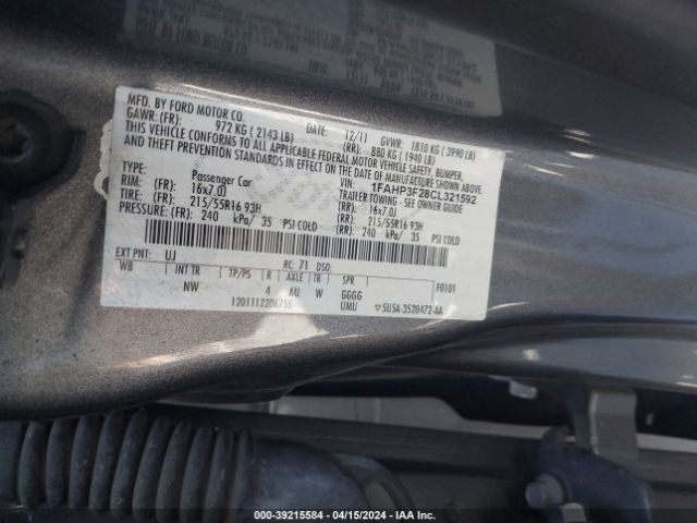 Photo 8 VIN: 1FAHP3F28CL321592 - FORD FOCUS 