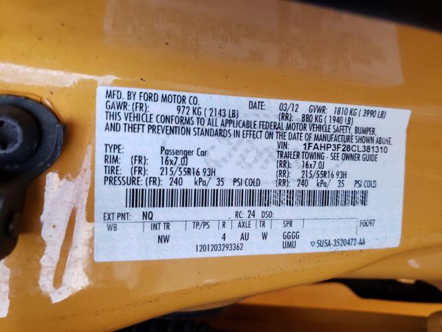 Photo 9 VIN: 1FAHP3F28CL381310 - FORD FOCUS SE 