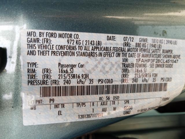 Photo 9 VIN: 1FAHP3F28CL451047 - FORD FOCUS SE 