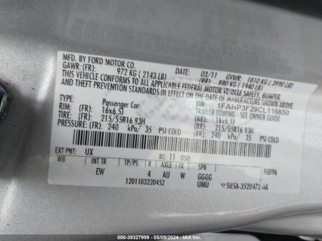 Photo 8 VIN: 1FAHP3F29CL116850 - FORD FOCUS 