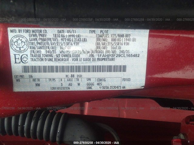 Photo 8 VIN: 1FAHP3F29CL165482 - FORD FOCUS 