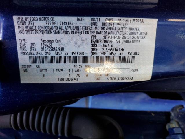 Photo 11 VIN: 1FAHP3F29CL205138 - FORD FOCUS 