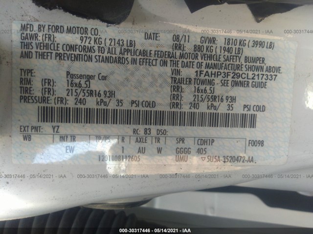 Photo 8 VIN: 1FAHP3F29CL217337 - FORD FOCUS 