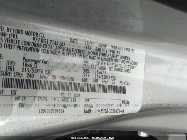 Photo 8 VIN: 1FAHP3F29CL317681 - FORD FOCUS 