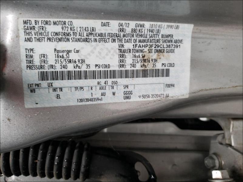 Photo 9 VIN: 1FAHP3F29CL387391 - FORD FOCUS SE 