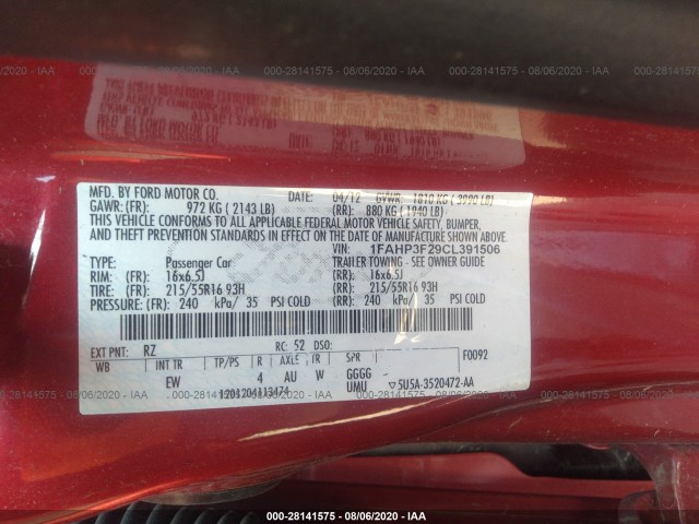 Photo 8 VIN: 1FAHP3F29CL391506 - FORD FOCUS 