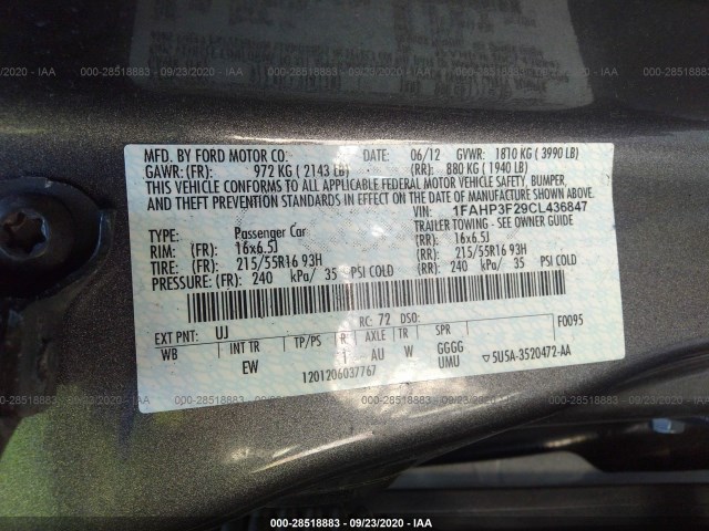 Photo 8 VIN: 1FAHP3F29CL436847 - FORD FOCUS 