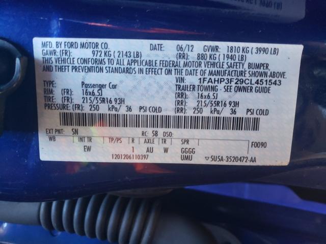 Photo 9 VIN: 1FAHP3F29CL451543 - FORD FOCUS SE 