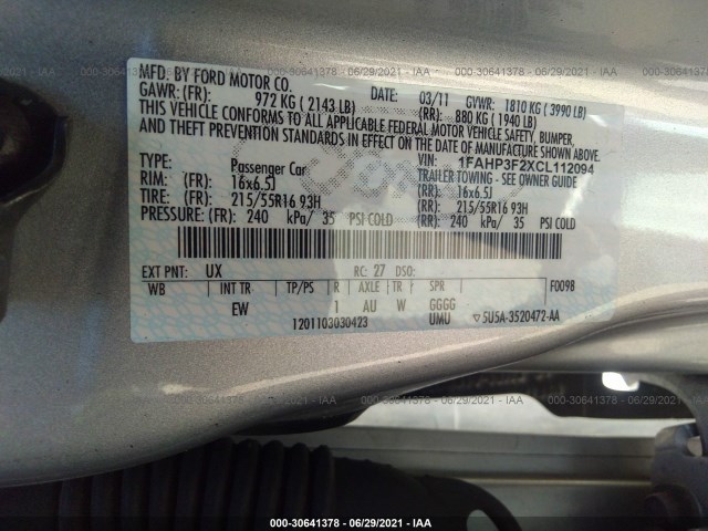 Photo 8 VIN: 1FAHP3F2XCL112094 - FORD FOCUS 