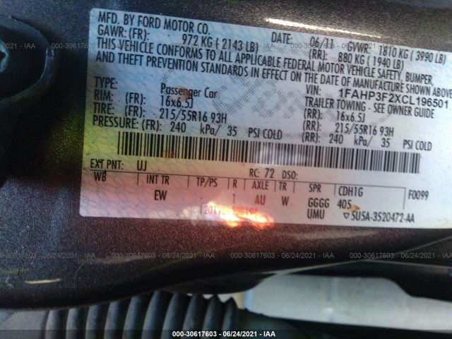 Photo 8 VIN: 1FAHP3F2XCL196501 - FORD FOCUS 