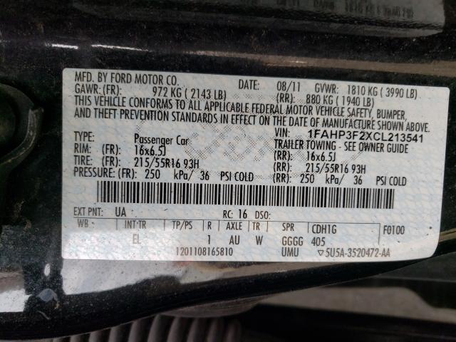 Photo 9 VIN: 1FAHP3F2XCL213541 - FORD FOCUS SE 