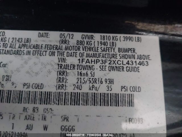 Photo 8 VIN: 1FAHP3F2XCL431463 - FORD FOCUS 