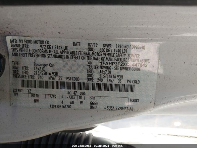 Photo 8 VIN: 1FAHP3F2XCL447842 - FORD FOCUS 