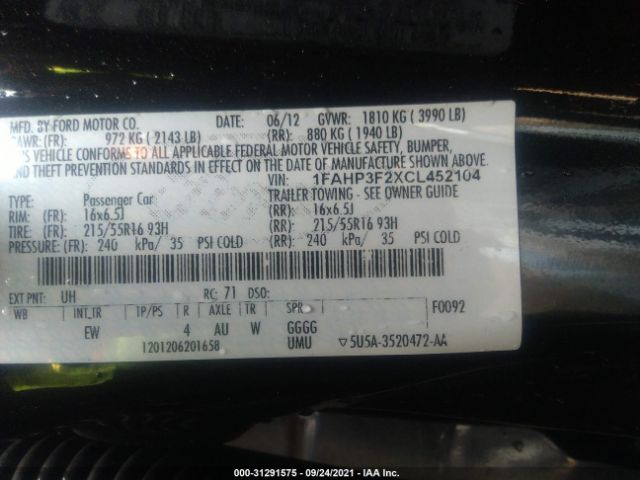 Photo 8 VIN: 1FAHP3F2XCL452104 - FORD FOCUS 