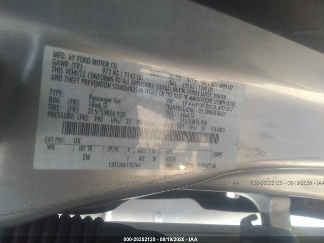 Photo 8 VIN: 1FAHP3F2XCL457237 - FORD FOCUS 