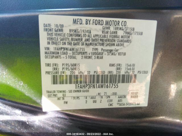 Photo 8 VIN: 1FAHP3FN1AW161755 - FORD FOCUS 